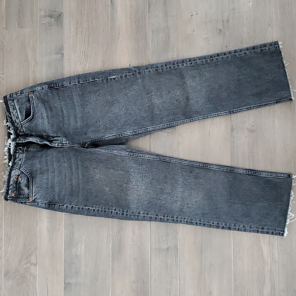 Topshop high rise straight leg jeans in faded black (W28/L32) NWT